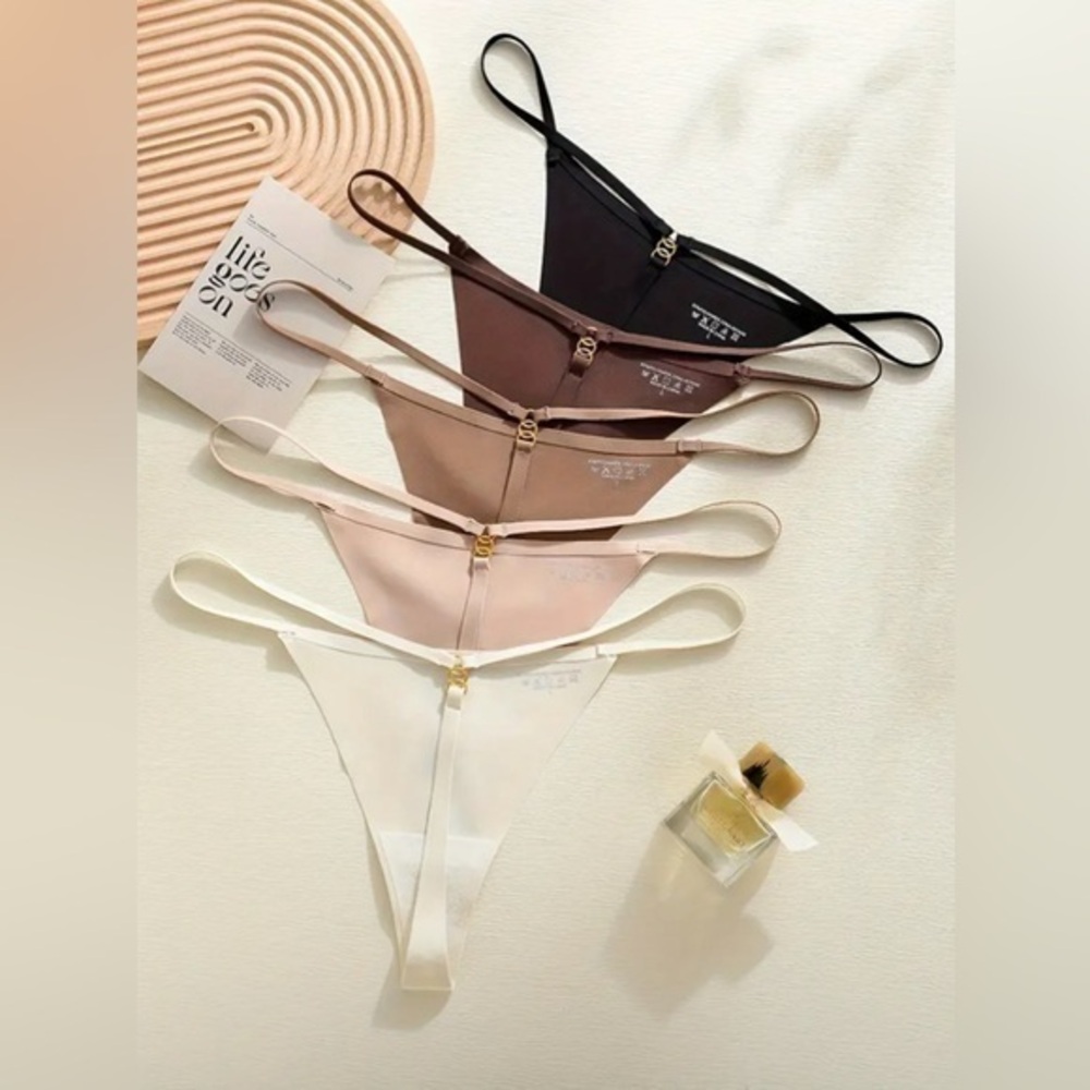 5pcs Womens Seductive Solid Color Thong Panties